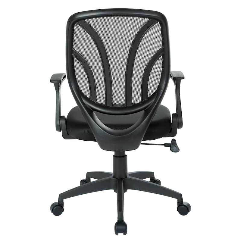 Office Chair with Flip Arms and Silver Accents