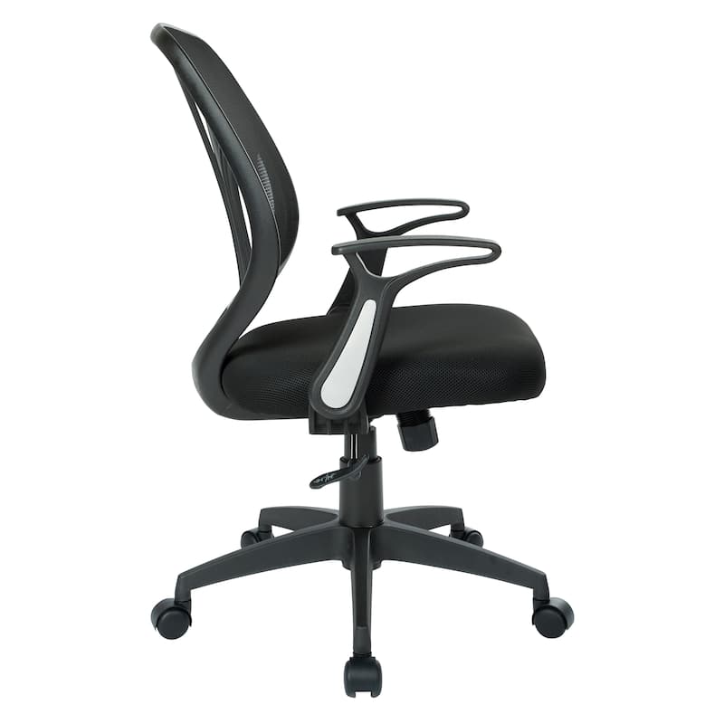 Office Chair with Flip Arms and Silver Accents