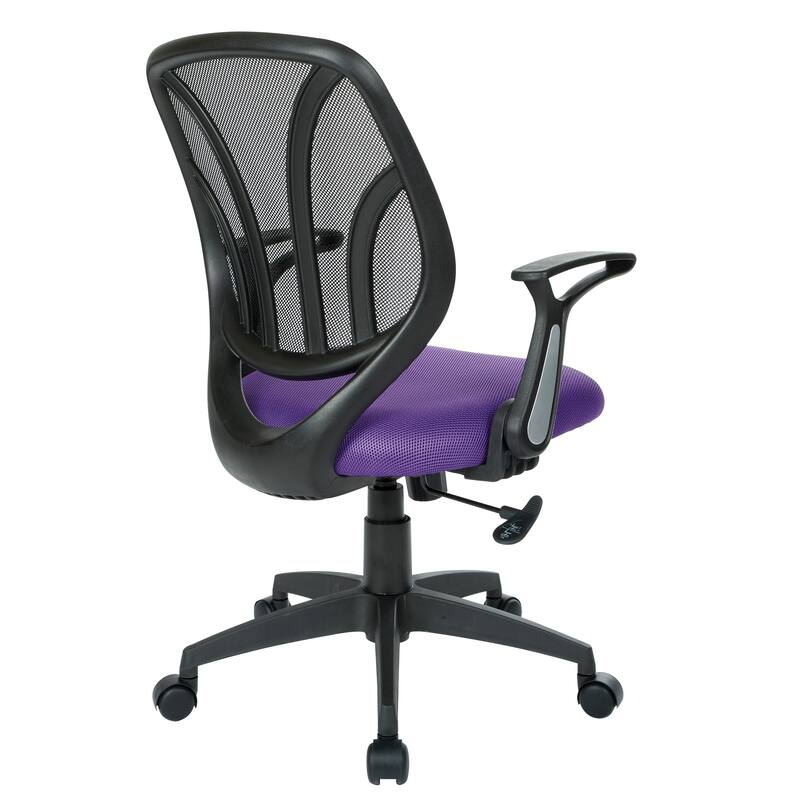 Office Chair with Flip Arms and Silver Accents