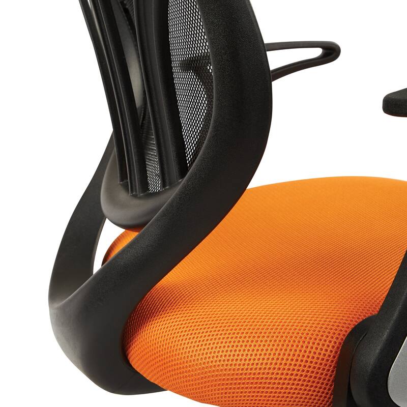 Office Chair with Flip Arms and Silver Accents