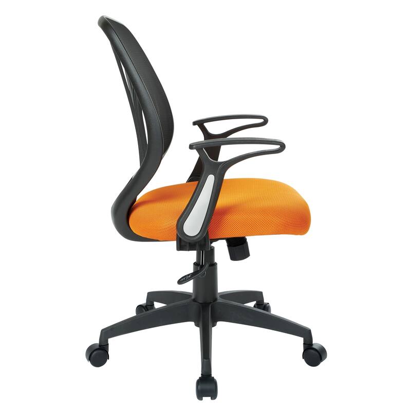 Office Chair with Flip Arms and Silver Accents