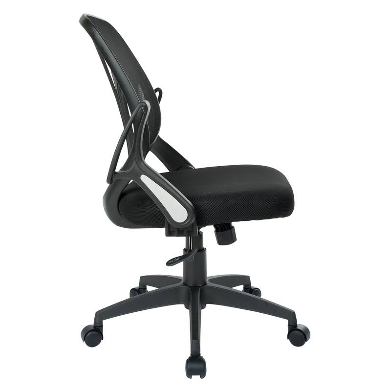 Office Chair with Flip Arms and Silver Accents