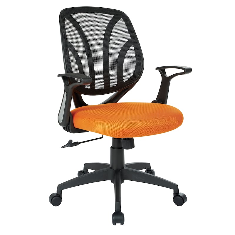 Office Chair with Flip Arms and Silver Accents
