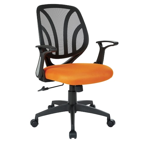 Office Chair with Flip Arms and Silver Accents