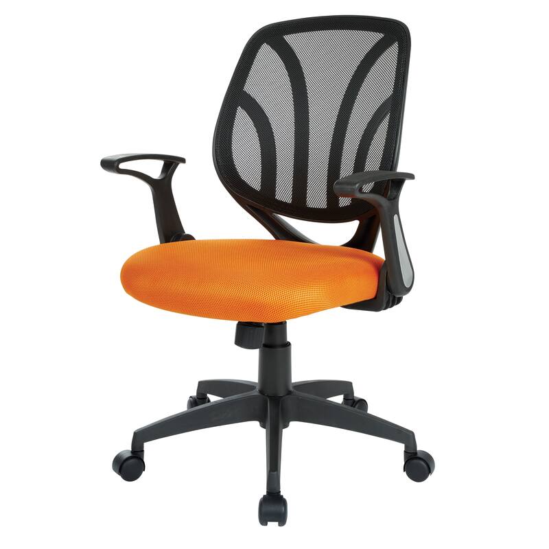 Office Chair with Flip Arms and Silver Accents