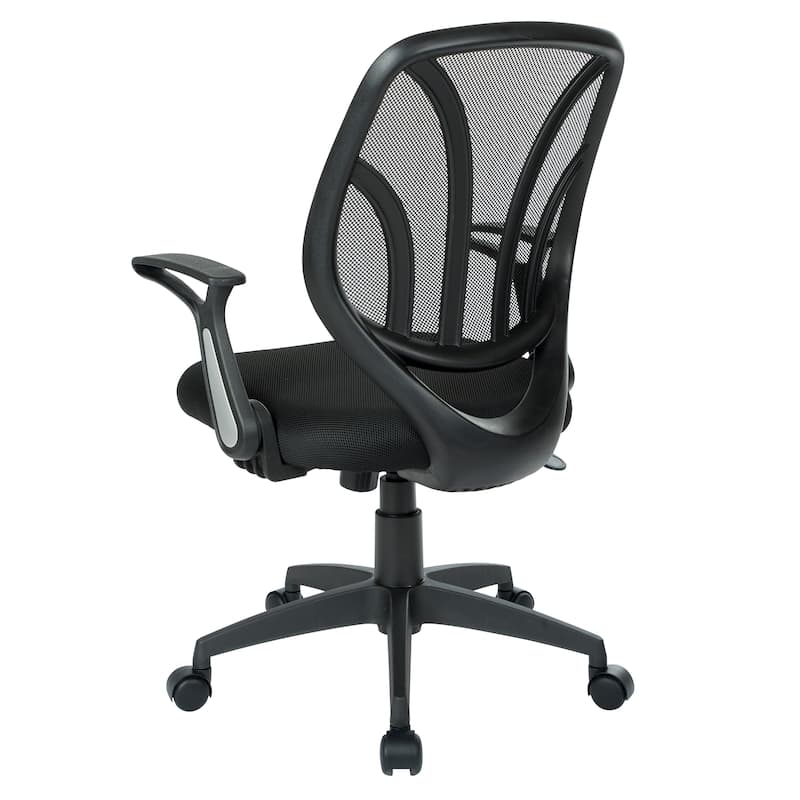 Office Chair with Flip Arms and Silver Accents