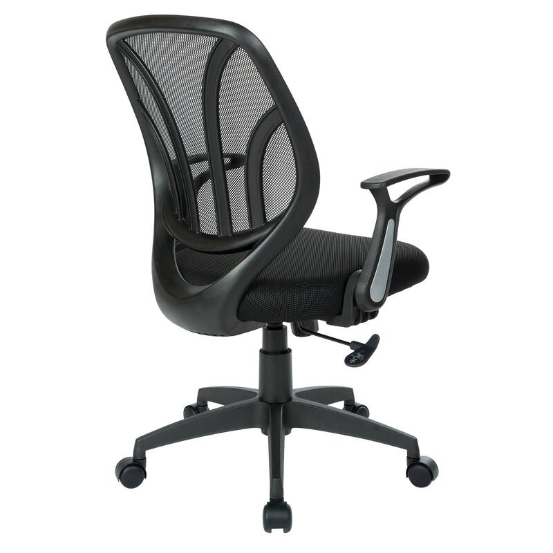 Office Chair with Flip Arms and Silver Accents