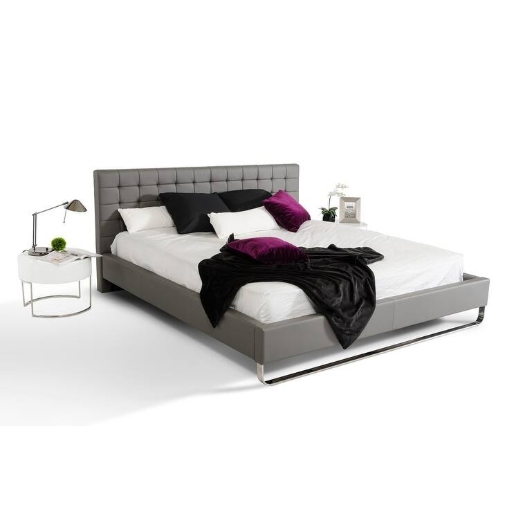 Modrest Gemma Modern Grey Leatherette Bed