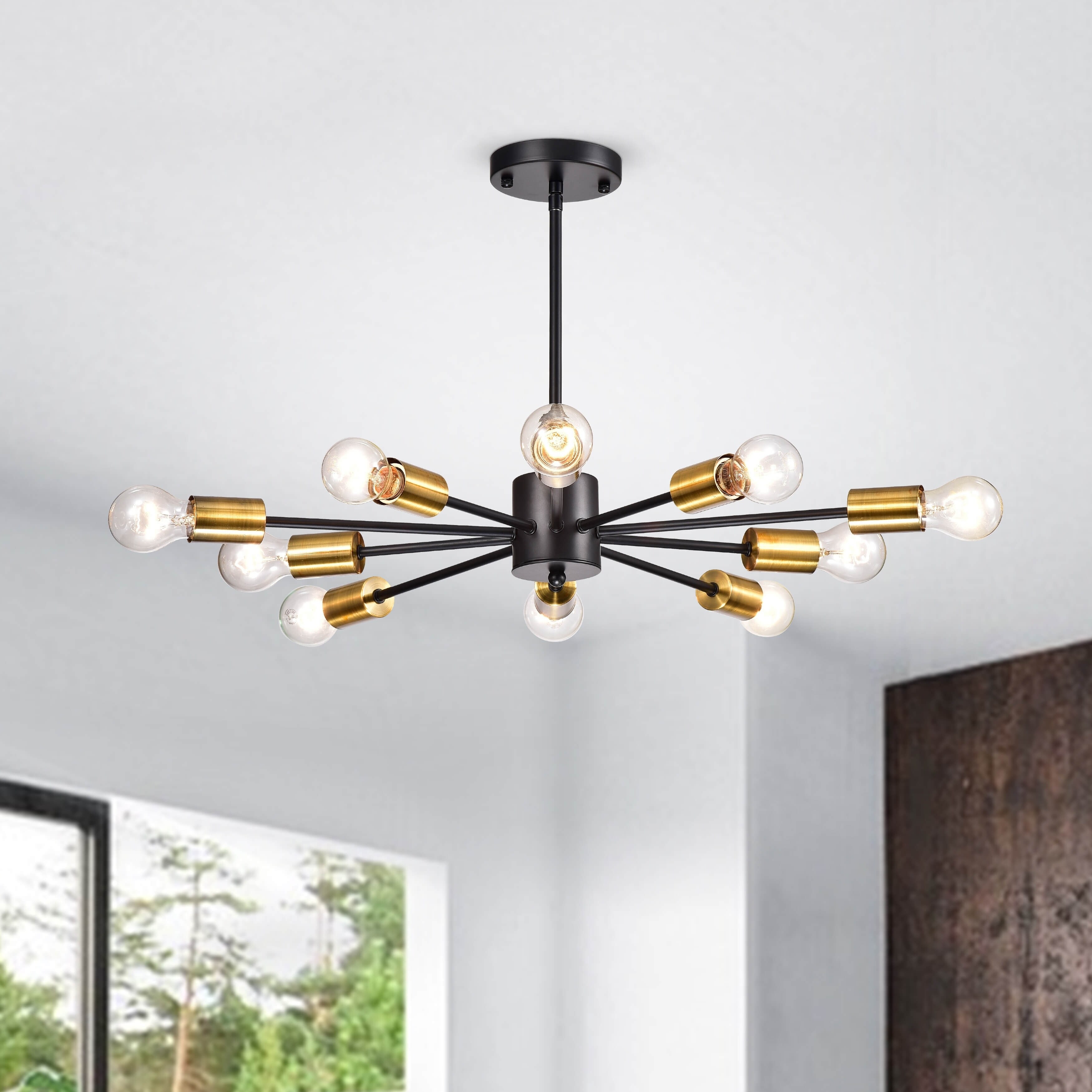 Lorena Sputnik 10-Light Chandelier in Black and Metallic Gold Finish - Chandeliers For Bedrooms by Overstock.com