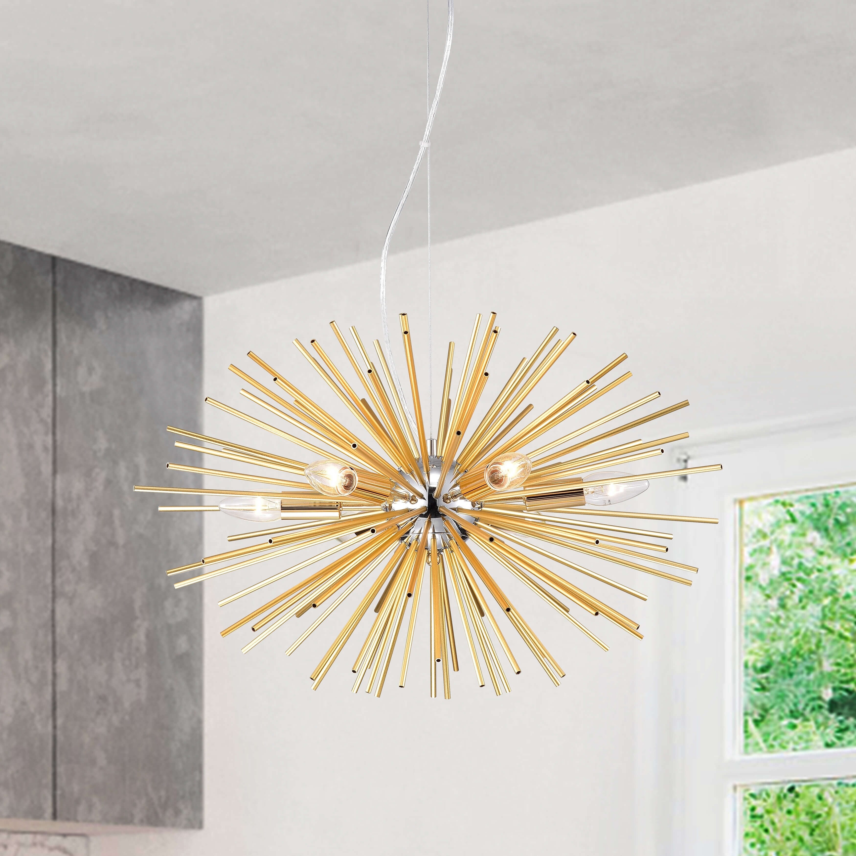 Lorena 6-Light Chrome and Champaign Gold Sputnik Chandelier - Chandeliers For Bedrooms by Overstock.com