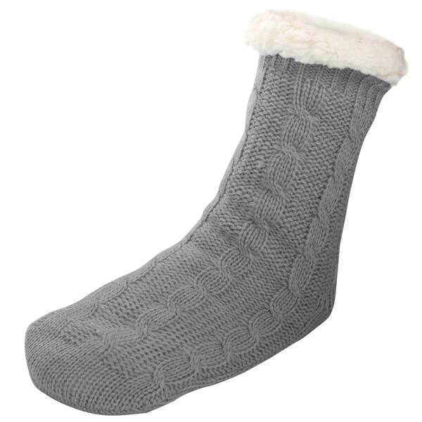 Women's Sherpa Lined Fleece Cable Knit Cozy Slipper Socks - Overstock -  24124129