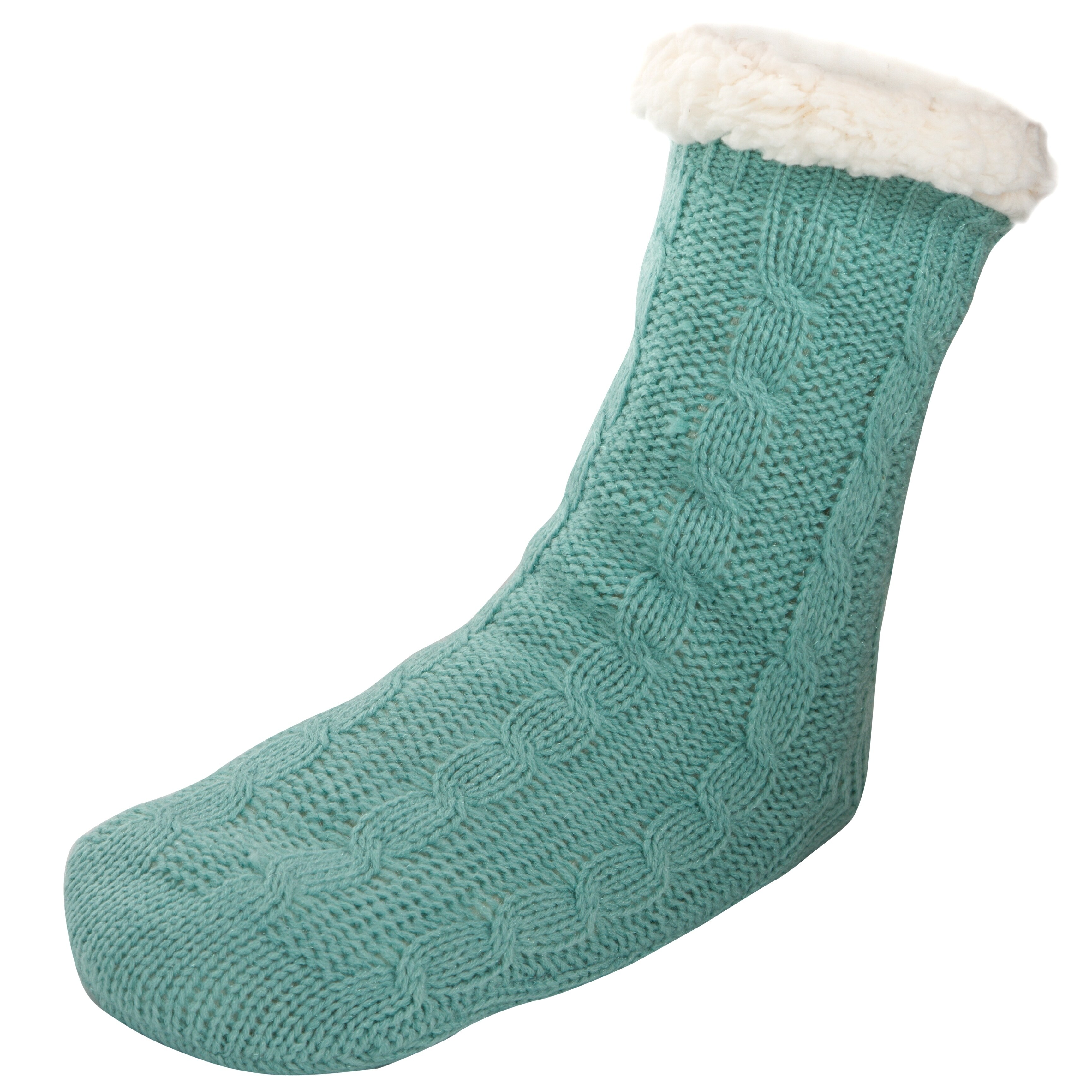 Snoozies Microcrew Cable Sherpa Lined Womens Socks Fuzzy Socks for Women