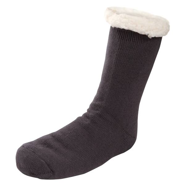 Shop Mens Sherpa Lined Knit Winter Fleece Cozy Slipper Socks Solid Color Knit Overstock 24124135