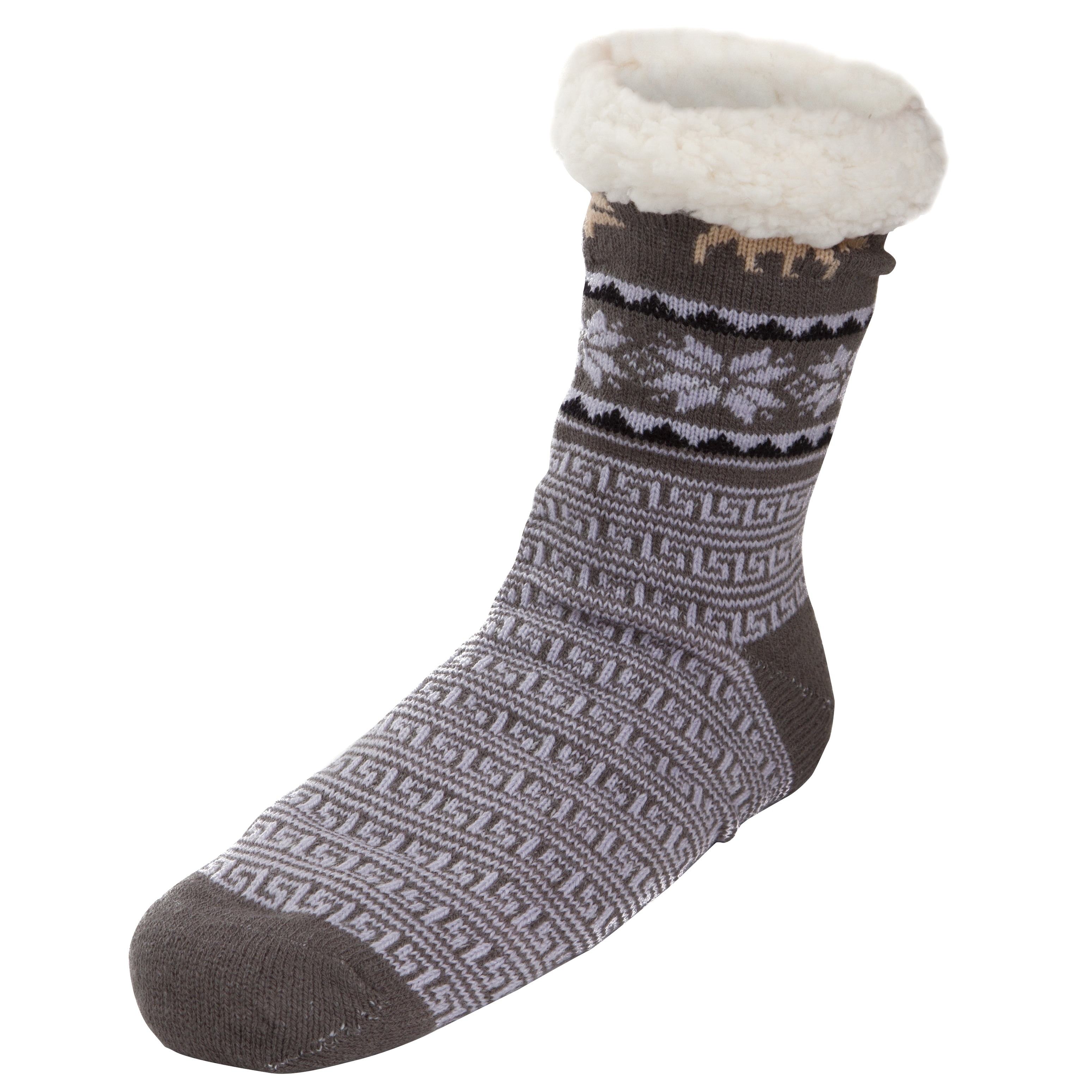 MaaMgic Non-Slip Men's Slipper Socks Thermal Fleece Lining Knit Knee Socks Cute Animal Home Bootee Winter Socks