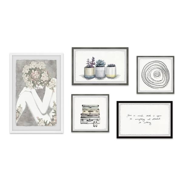 slide 2 of 3, Marmont Hill - Handmade Muted Patterns Pentaptych - Multi-color