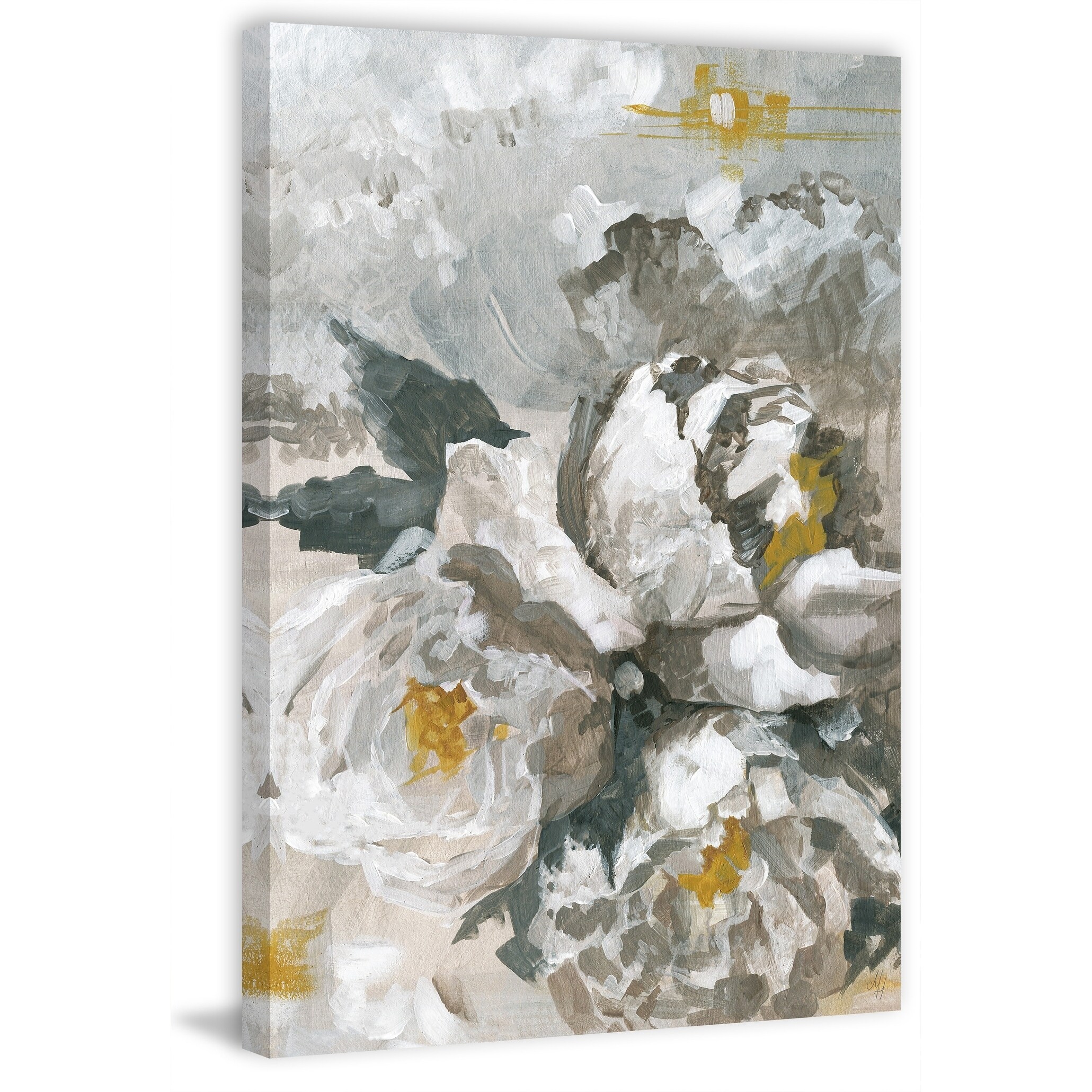 Marmont Hill Handmade White Peony Print On Wrapped Canvas Overstock