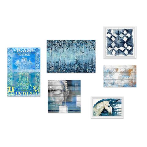 Marmont Hill - Handmade Cobalt Fantasy Hexaptych - Multi-color