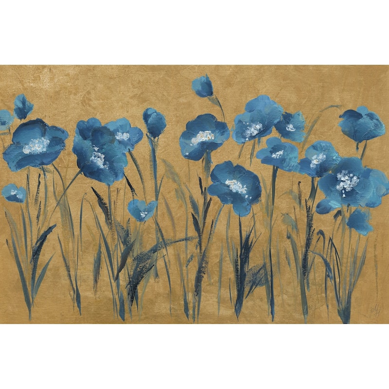 'Blue Flowers III' Painting Print on Wrapped Canvas - Multi-Color - 18 x 12