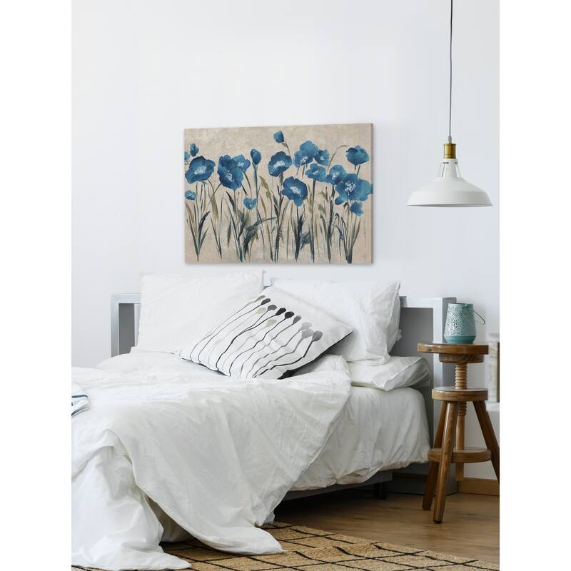 Blue Flowers' Painting Print on Wrapped Canvas - Multi-Color