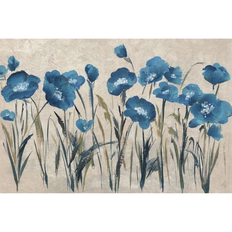 Blue Flowers' Painting Print on Wrapped Canvas - Multi-Color