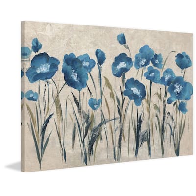 Blue Flowers' Painting Print on Wrapped Canvas - Multi-Color