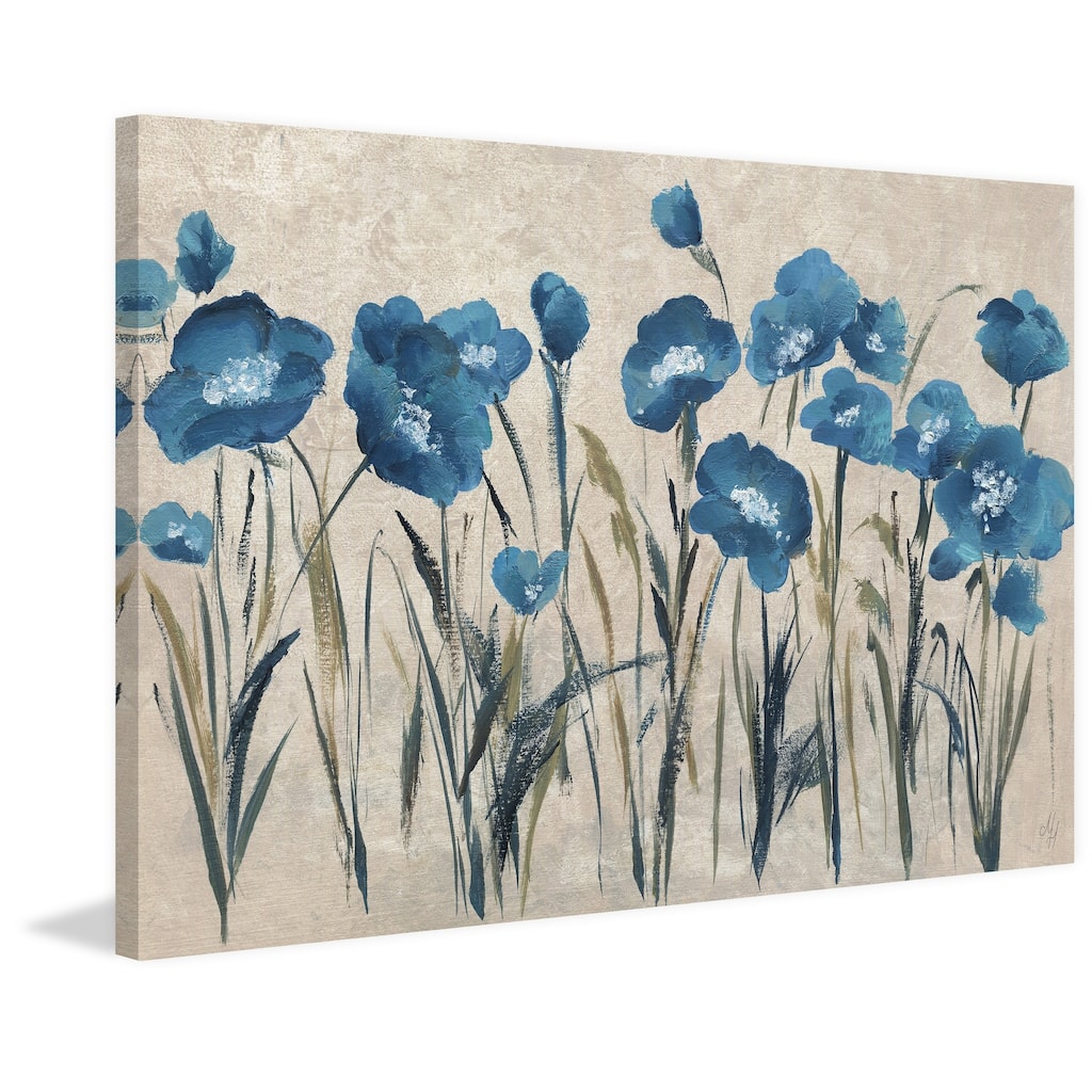 Blue Flowers' Painting Print on Wrapped Canvas - Multi-Color