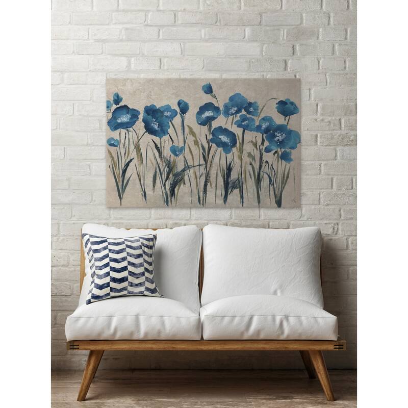 Blue Flowers' Painting Print on Wrapped Canvas - Multi-Color