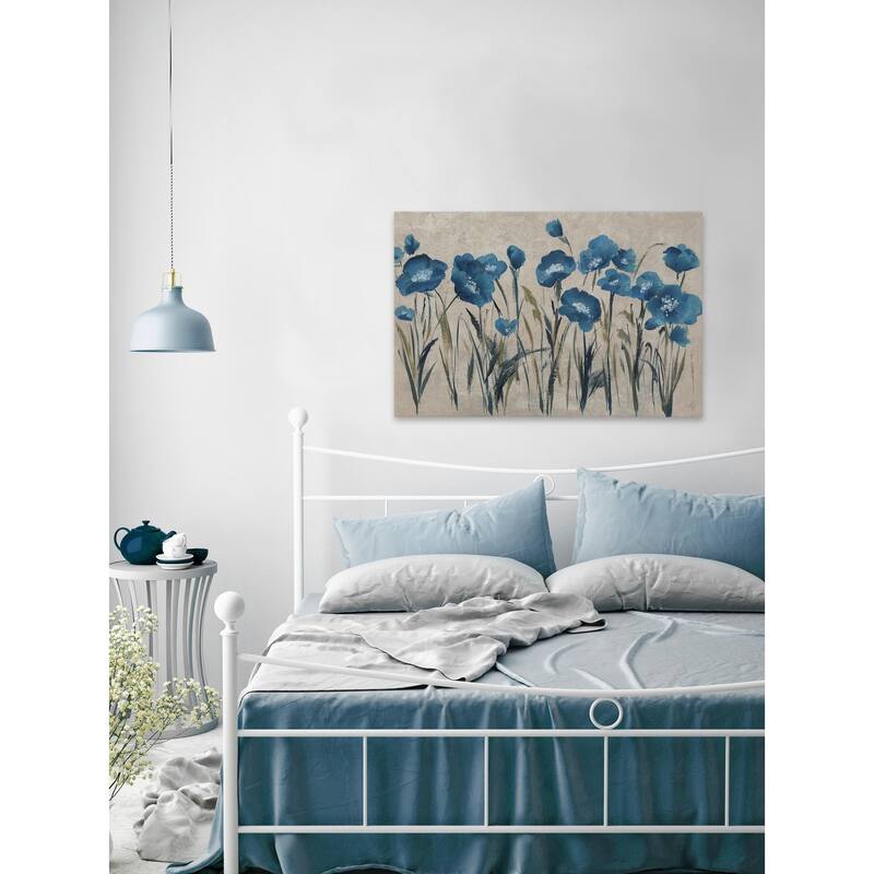 Blue Flowers' Painting Print on Wrapped Canvas - Multi-Color