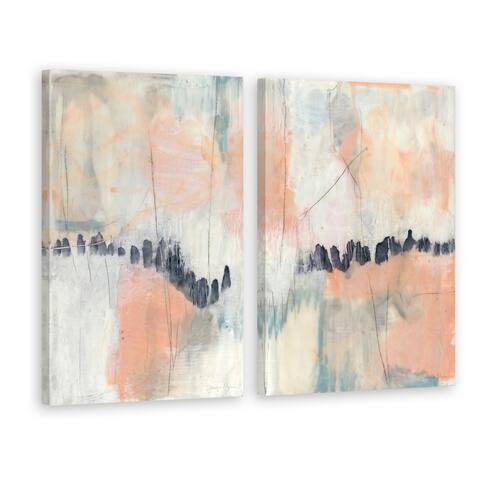 Marmont Hill - Handmade Blush & Navy III Diptych - Multi-color