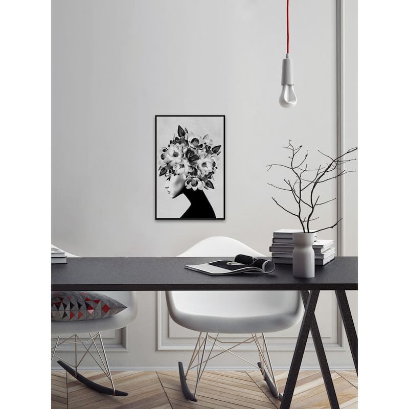 'Mysterious' Floater Framed Painting Print on Canvas - Multi-color