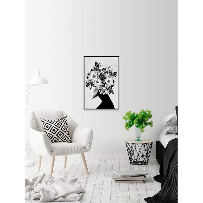 'Mysterious' Floater Framed Painting Print on Canvas - Multi-color