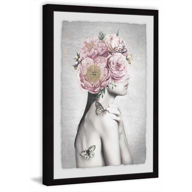 Marmont 'Pink Flower Turban' Framed Painting Wall Print - Multi-Color