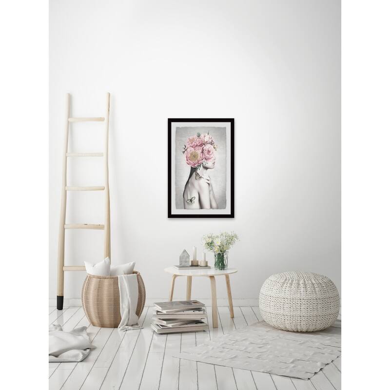 Marmont 'Pink Flower Turban' Framed Painting Wall Print - Multi-Color