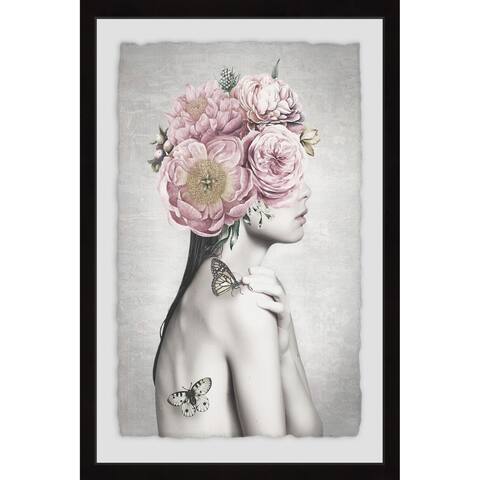 Marmont 'Pink Flower Turban' Framed Painting Wall Print - Multi-color