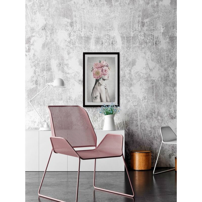 Marmont 'Pink Flower Turban' Framed Painting Wall Print - Multi-Color