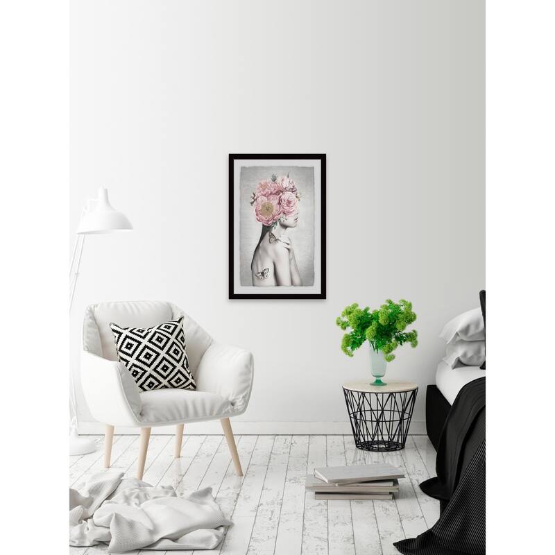 Marmont 'Pink Flower Turban' Framed Painting Wall Print - Multi-Color