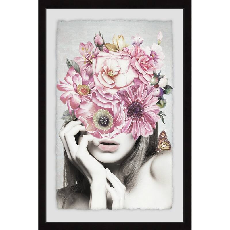 Pink Floral Beauty' Framed Painting Print - Multi-Color