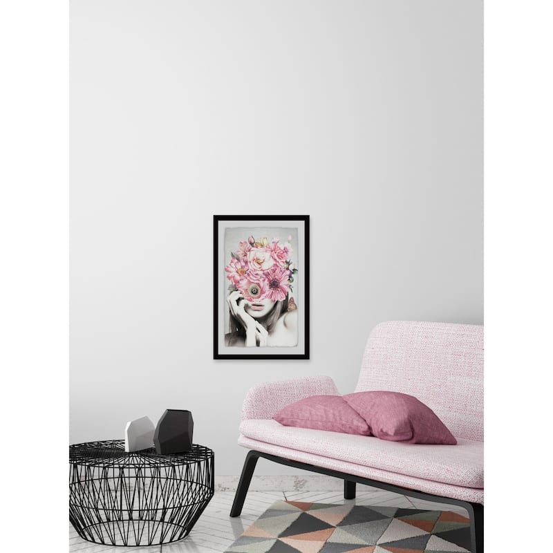 Pink Floral Beauty' Framed Painting Print - Multi-Color