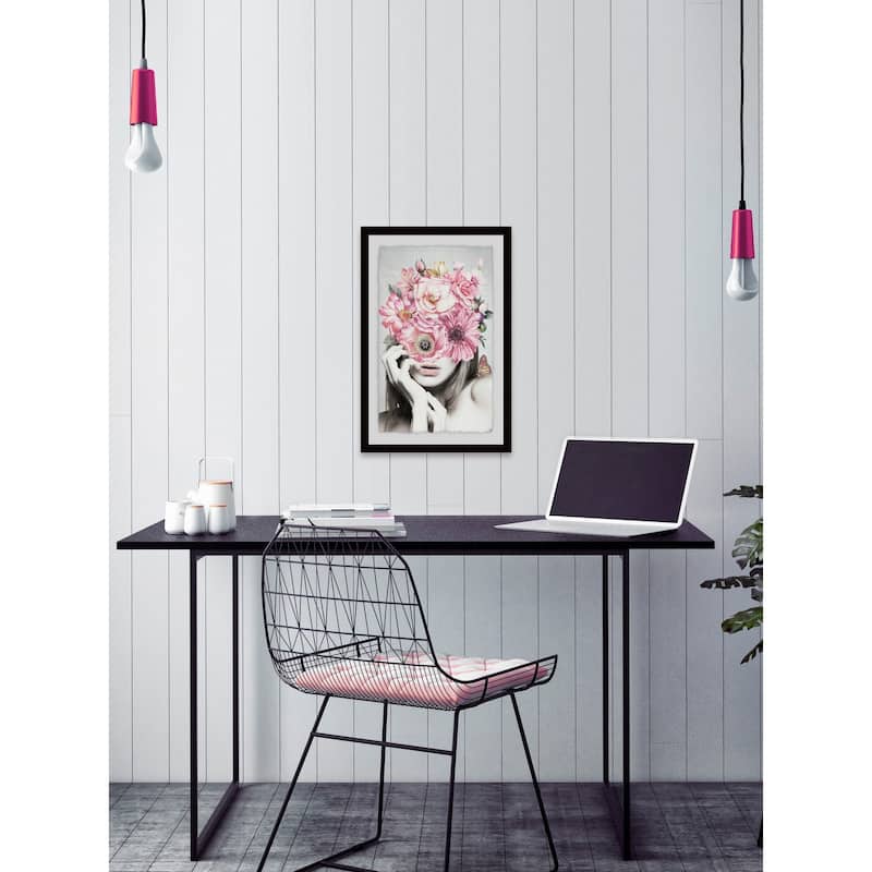 Pink Floral Beauty' Framed Painting Print - Multi-Color