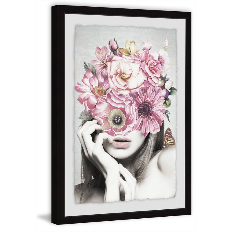 Pink Floral Beauty' Framed Painting Print - Multi-Color
