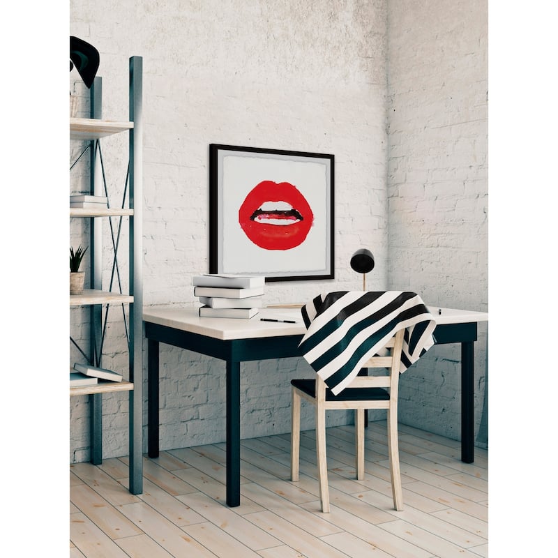 Red Lips' Framed Painting Print - Multi-Color