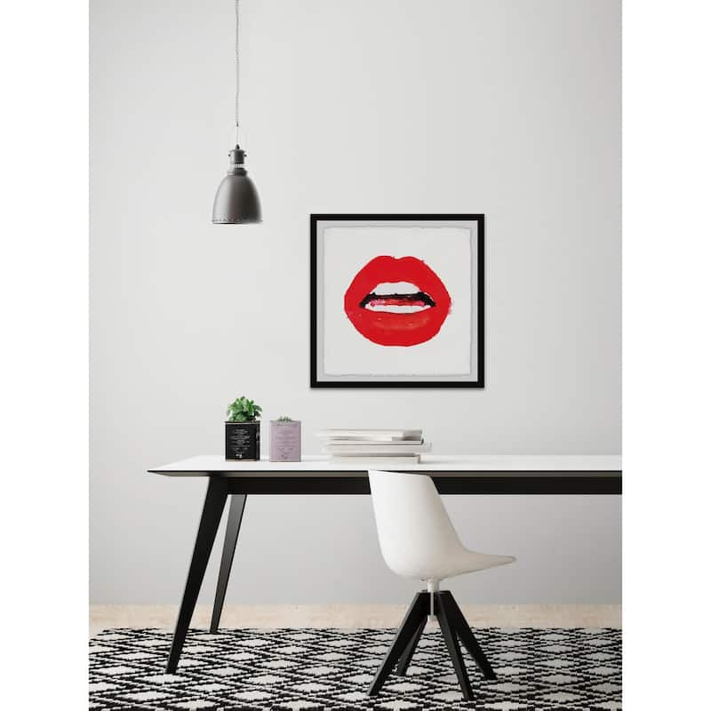 Red Lips' Framed Painting Print - Multi-Color