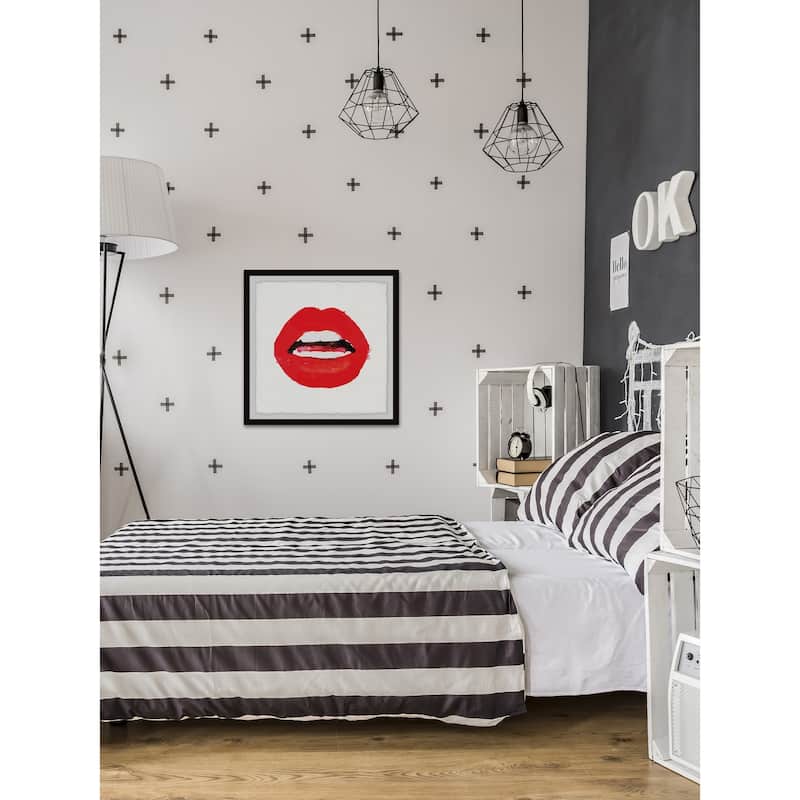 Red Lips' Framed Painting Print - Multi-Color
