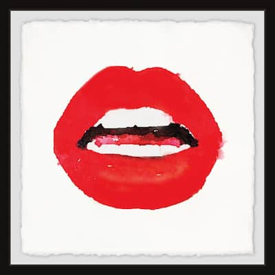 Red Lips' Framed Painting Print - Multi-Color