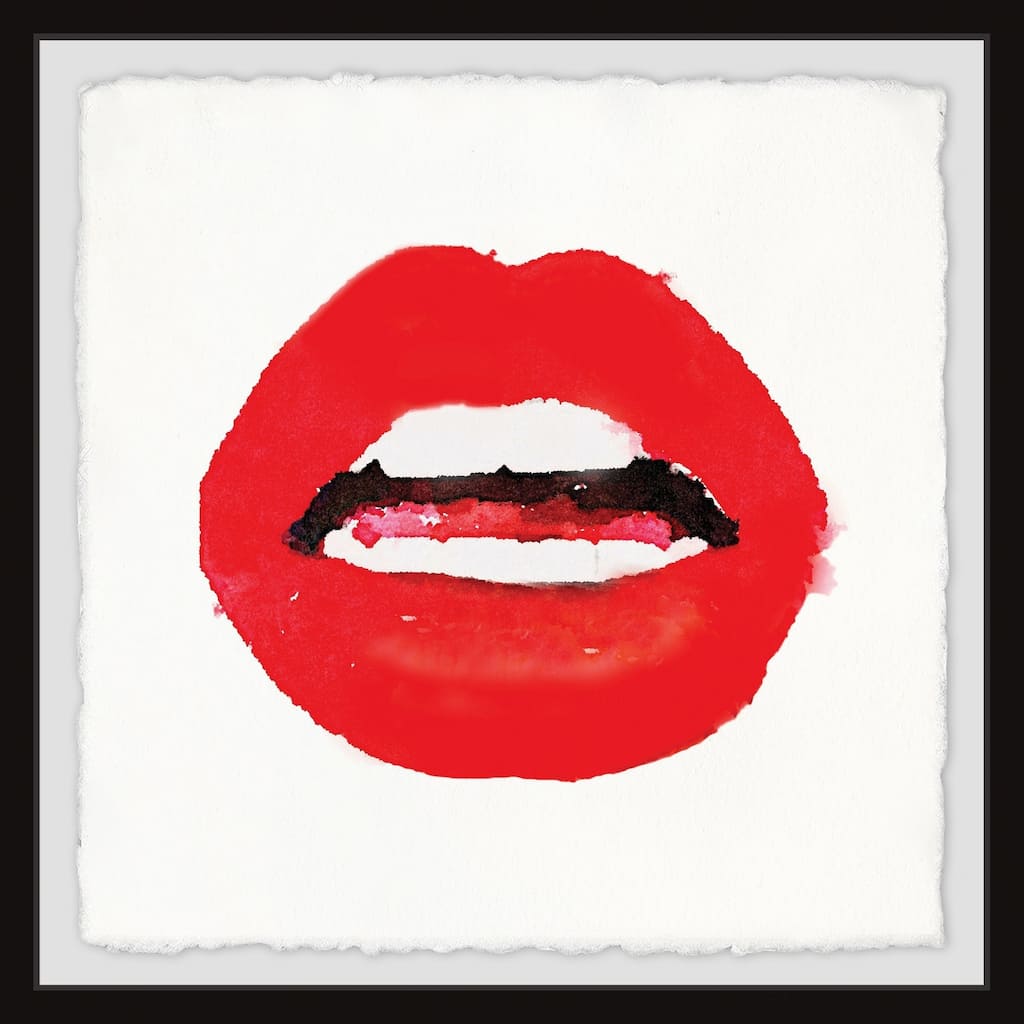 Red Lips' Framed Painting Print - Multi-Color
