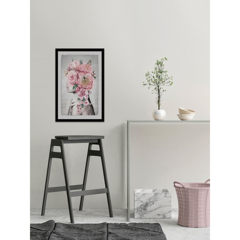 Floral Hair' Framed Painting Print - Multi-Color