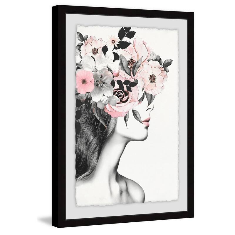 'Pink Lips II' Framed Painting Print - Multi-Color