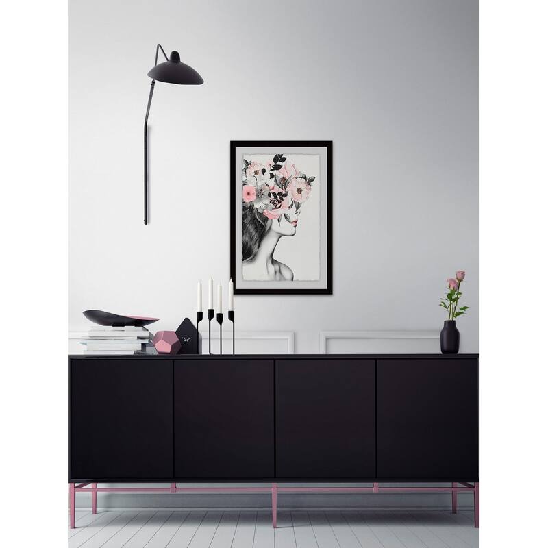 'Pink Lips II' Framed Painting Print - Multi-Color