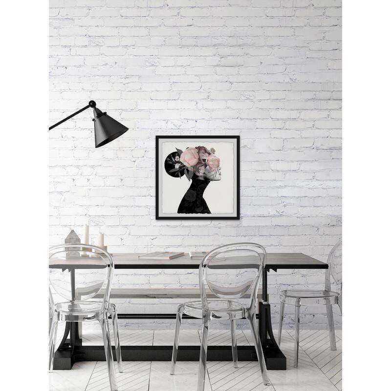 'Dark Flower Turban II' Framed Painting Print - Multi-Color