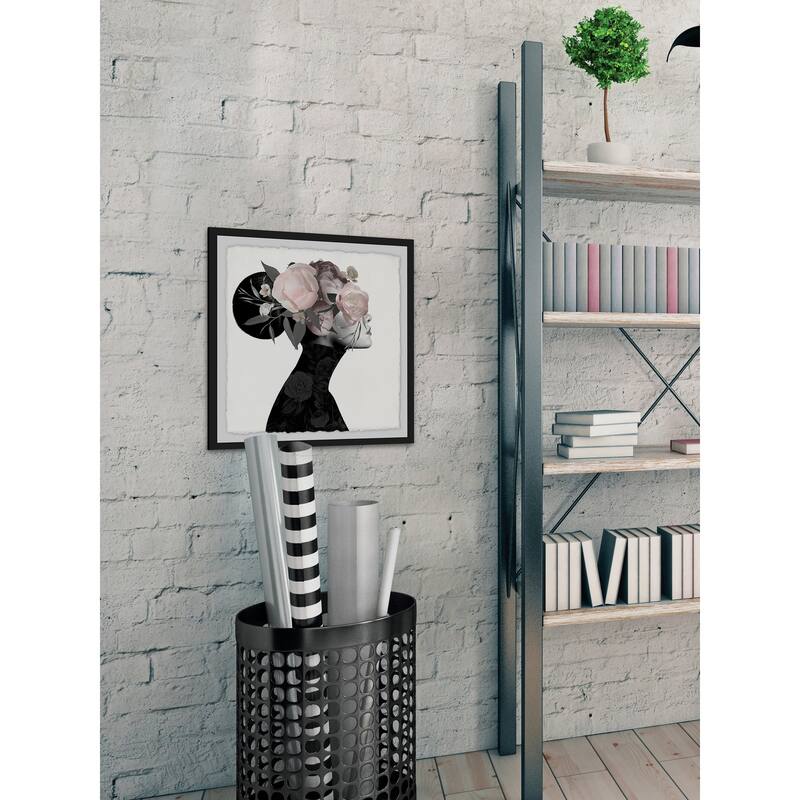 'Dark Flower Turban II' Framed Painting Print - Multi-Color